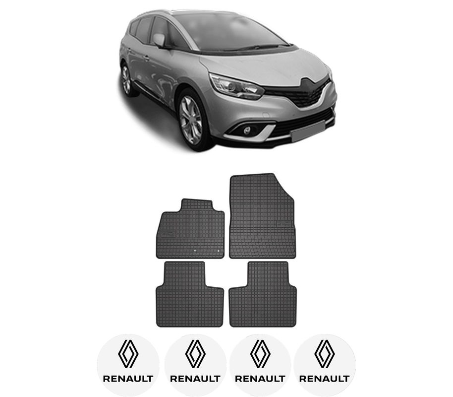 Set covorase presuri RENAULT SCENIC IV (J9_) din 2016-2022, auto, din cauciuc thermoplastic, 4 Stickere auto cu RENAULT