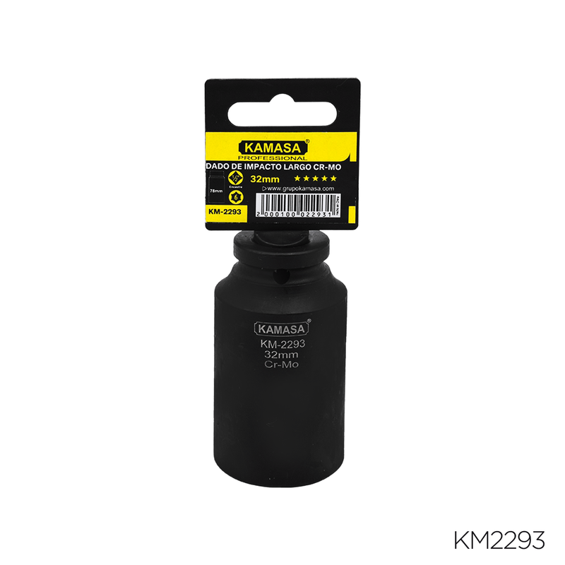 DADO DE IMPACTO LARGO CRMO "KAMASA" - 1/2"DR.X 32MM 