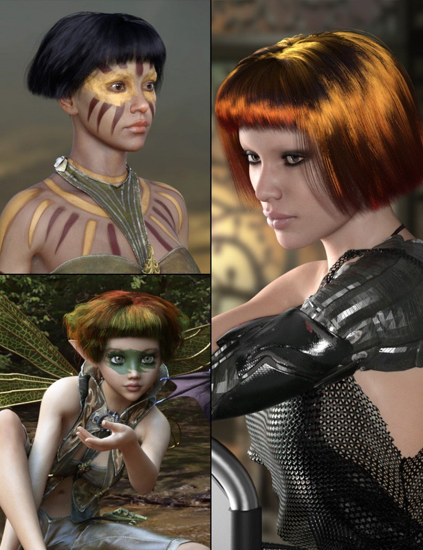 MRL dForce Bob Hair for Genesis 8 Female with Colour Mix Plus