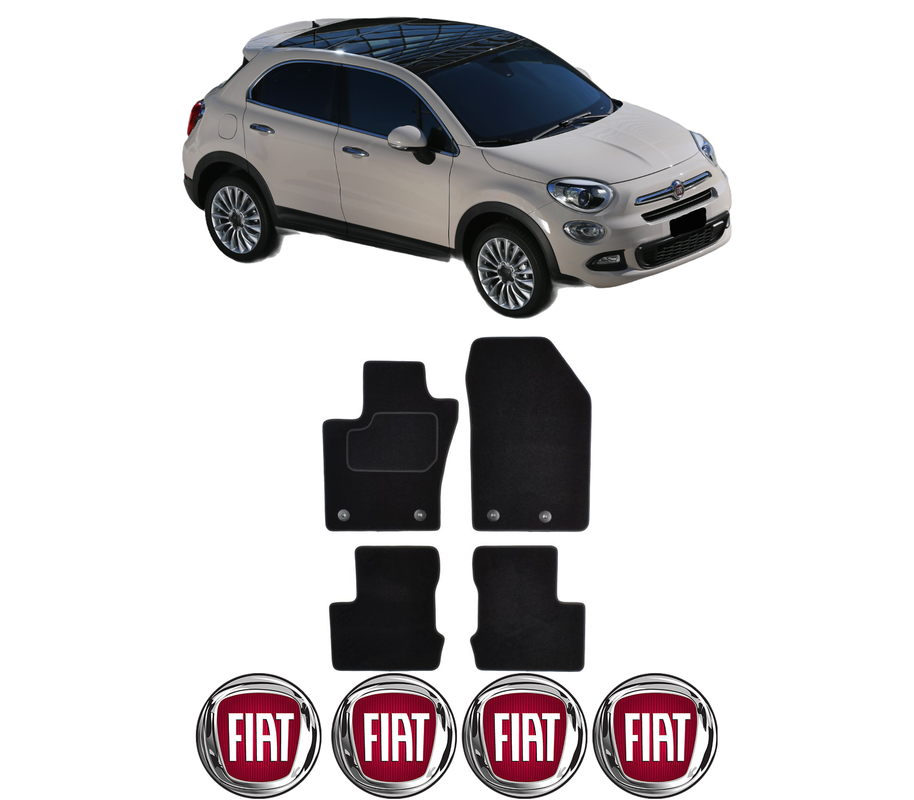 Set Covorase Presuri FIAT 500X (334_) din 2014-2020, Auto, Material Textil Mocheta, 4 Stickere auto cu FIAT