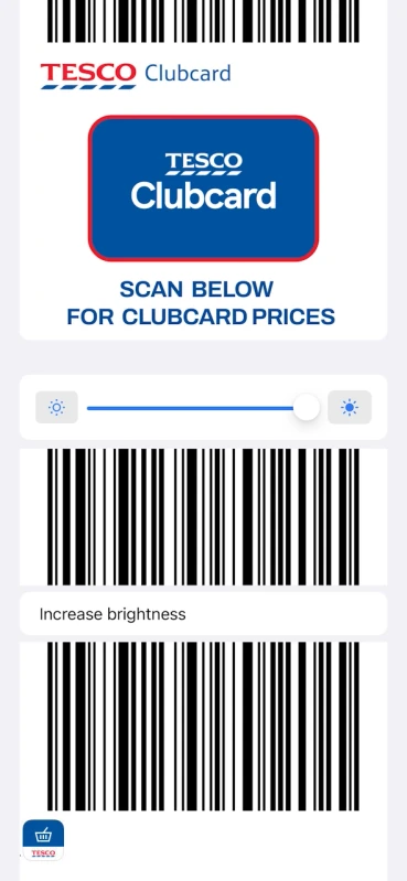 Screenshot of tesco club card Barcode QR