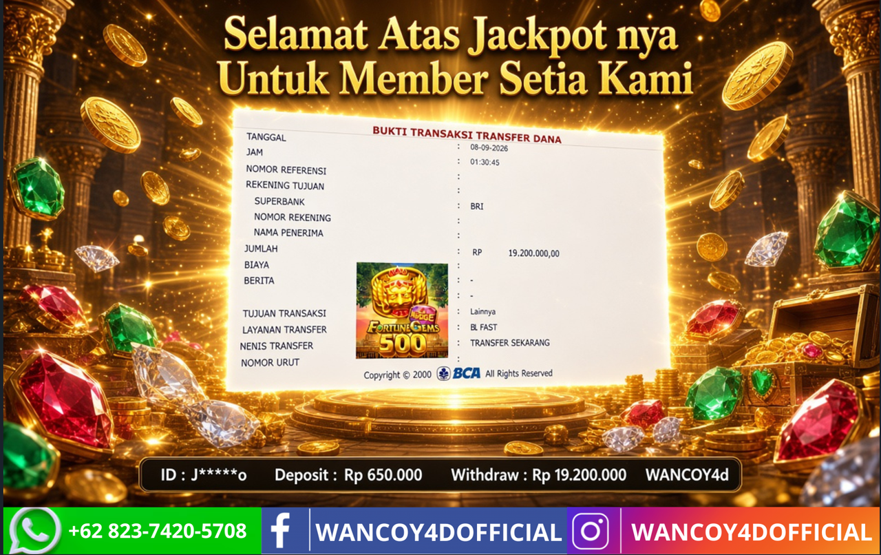 WANCOY4D FORTUNE GEMS 500 JILI RP.19.200.000 -LUNAS