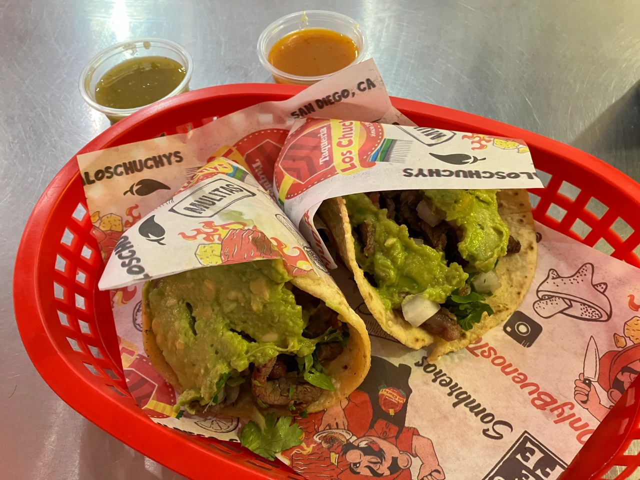 Inside Taqueria Los Chuchys with open kitchen