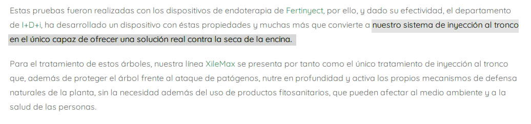Xilemax por endoterapia + Fosetil vía foliar Inyecci-n