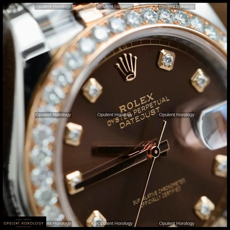 Rolex Datejust 41 Chocolate Dial Moissanite Diamond Bezel Jubilee