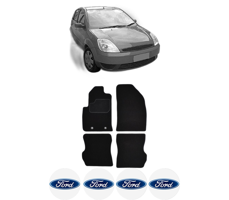 Set Covorase Presuri FORD FIESTA V (JH_, JD_) din 2001-2008, Auto, Material Textil Mocheta, 4 Stickere auto cu FORD