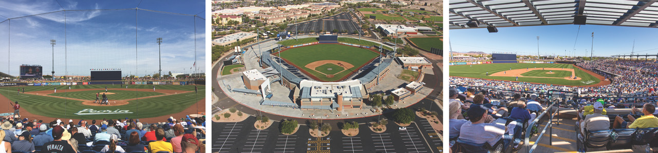 three images of the Peoria Sports Complex