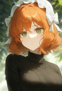 depth of field, 1girl, ishmael (limbus company), short hair, orange hair, {{gree s-2696636702