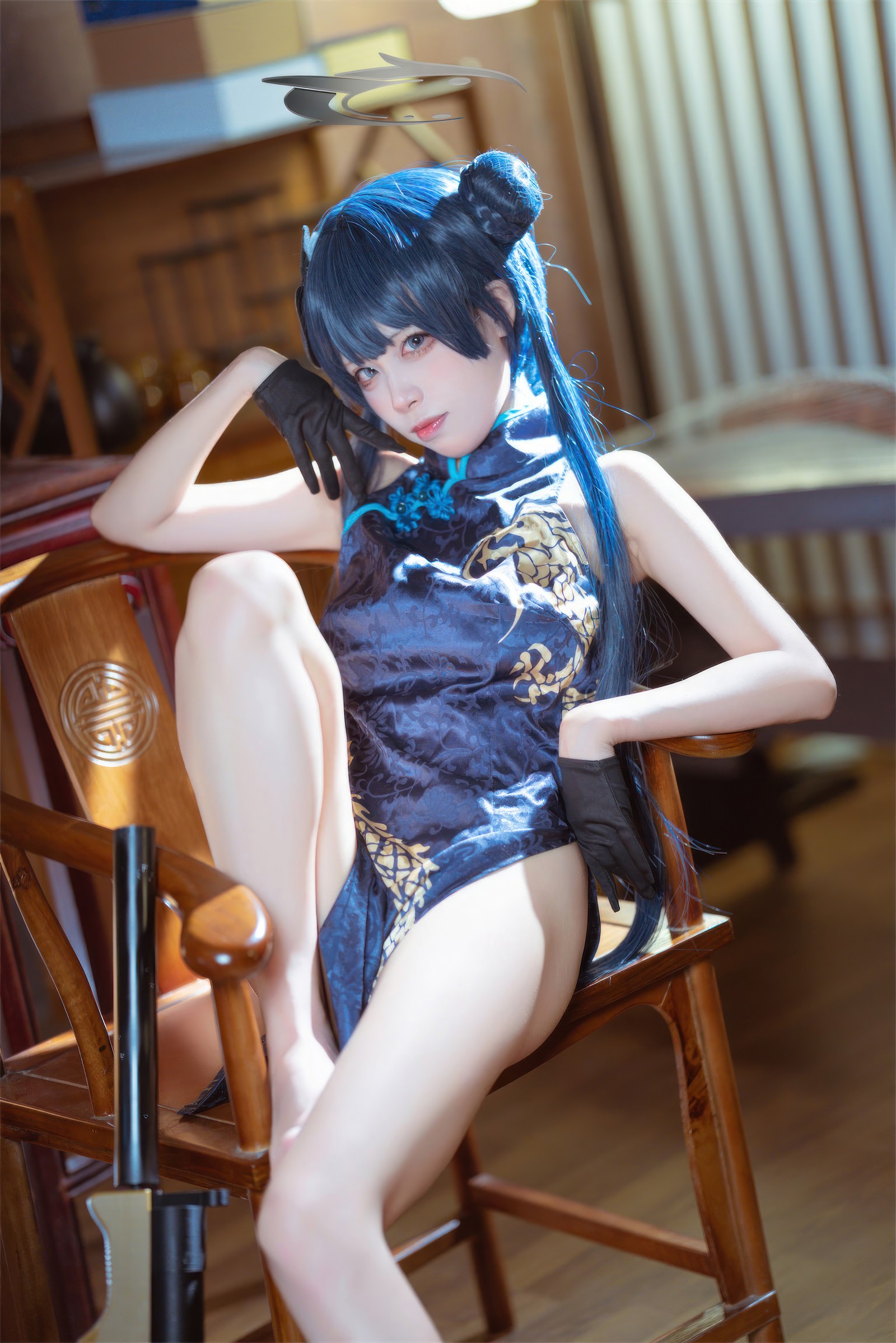 三無人型 COS 二次元：蔚蓝档案龙华妃咲旗袍写真（42P／407M）插图3