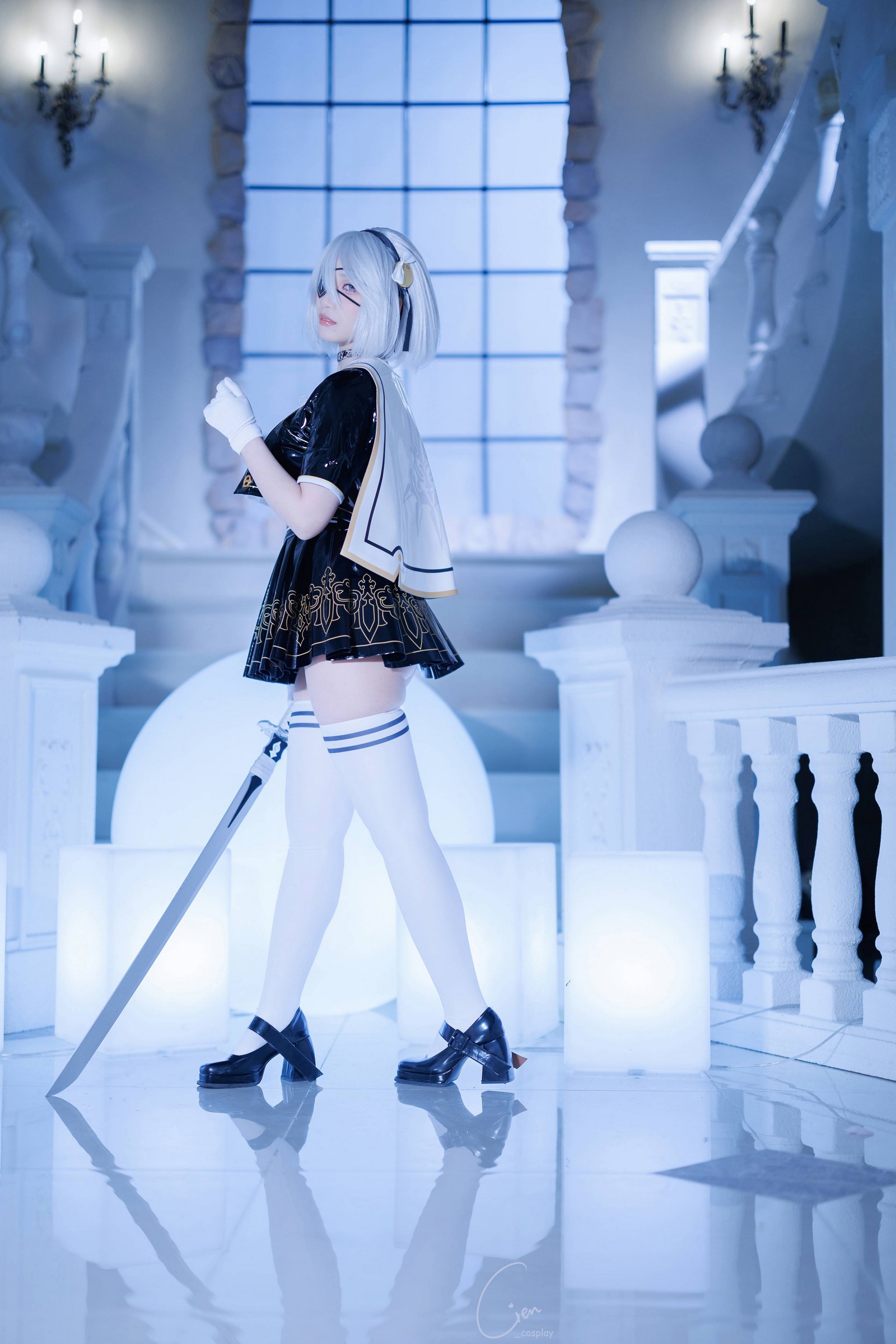 Cien恩恩 2B JK School Uniform Cosplay 高清写真（32P｜15MB）插图9