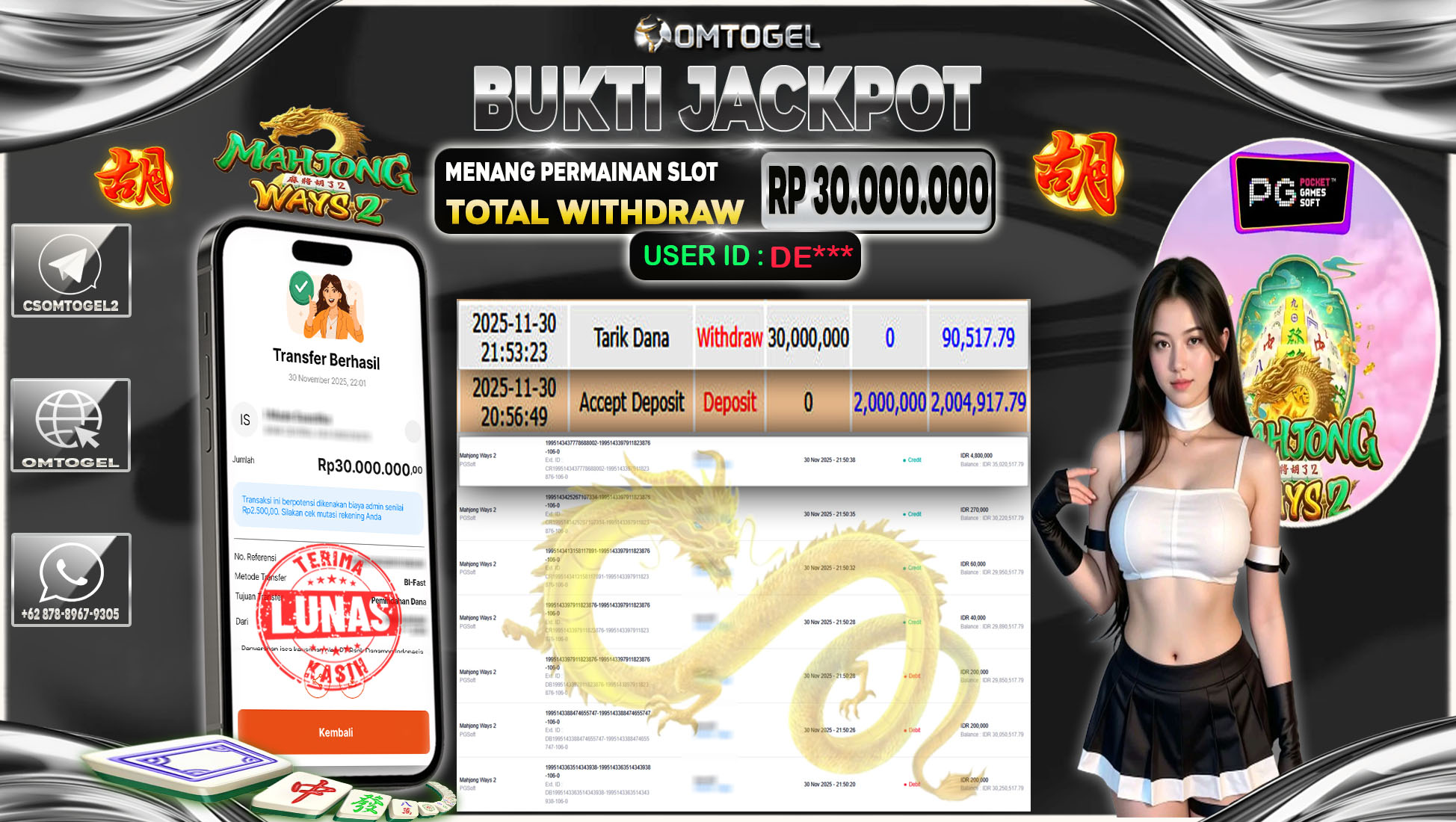 OMTOGEL JACKPOT PGSOFT MAHJONG WAYS 2 ,30 JUTA DI BAYAR LUNAS ,-