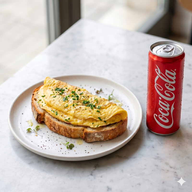 Tostada De Tortilla Francesa Y Coca-Cola Sabor Original lata 330ml.