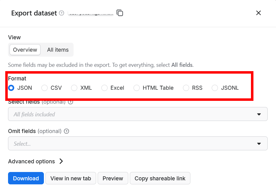Export data to multiple formats