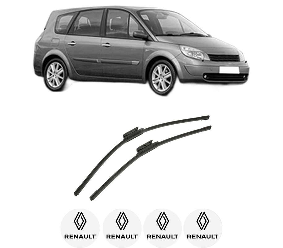 Set stergatoare auto RENAULT GRAND SCENIC II (JM0/1_) din 2004-2009, pentru parbriz auto, 2 bucati, Bosch Aerotwin, din cauciuc siliconat rezistent, 4 Stickere Auto RENAULT