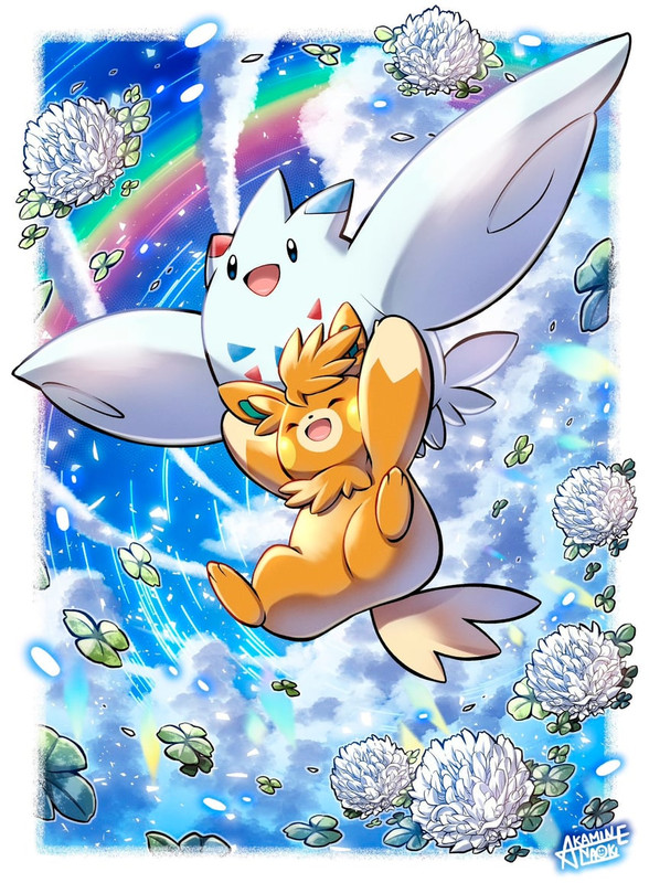 togetic-and-pawmot-pokemon-drawn-by-akam