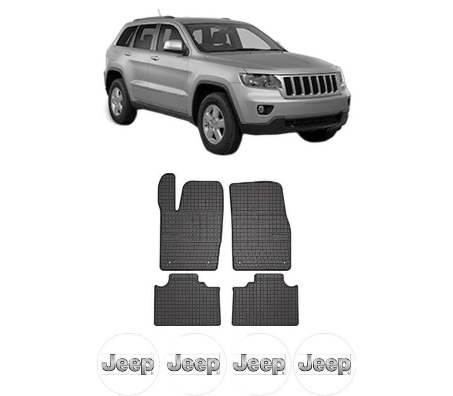 Set covorase presuri JEEP GRAND CHEROKEE IV (WK, WK2) din 2010-2017, auto, din cauciuc thermoplastic, 4 Stickere auto cu JEEP