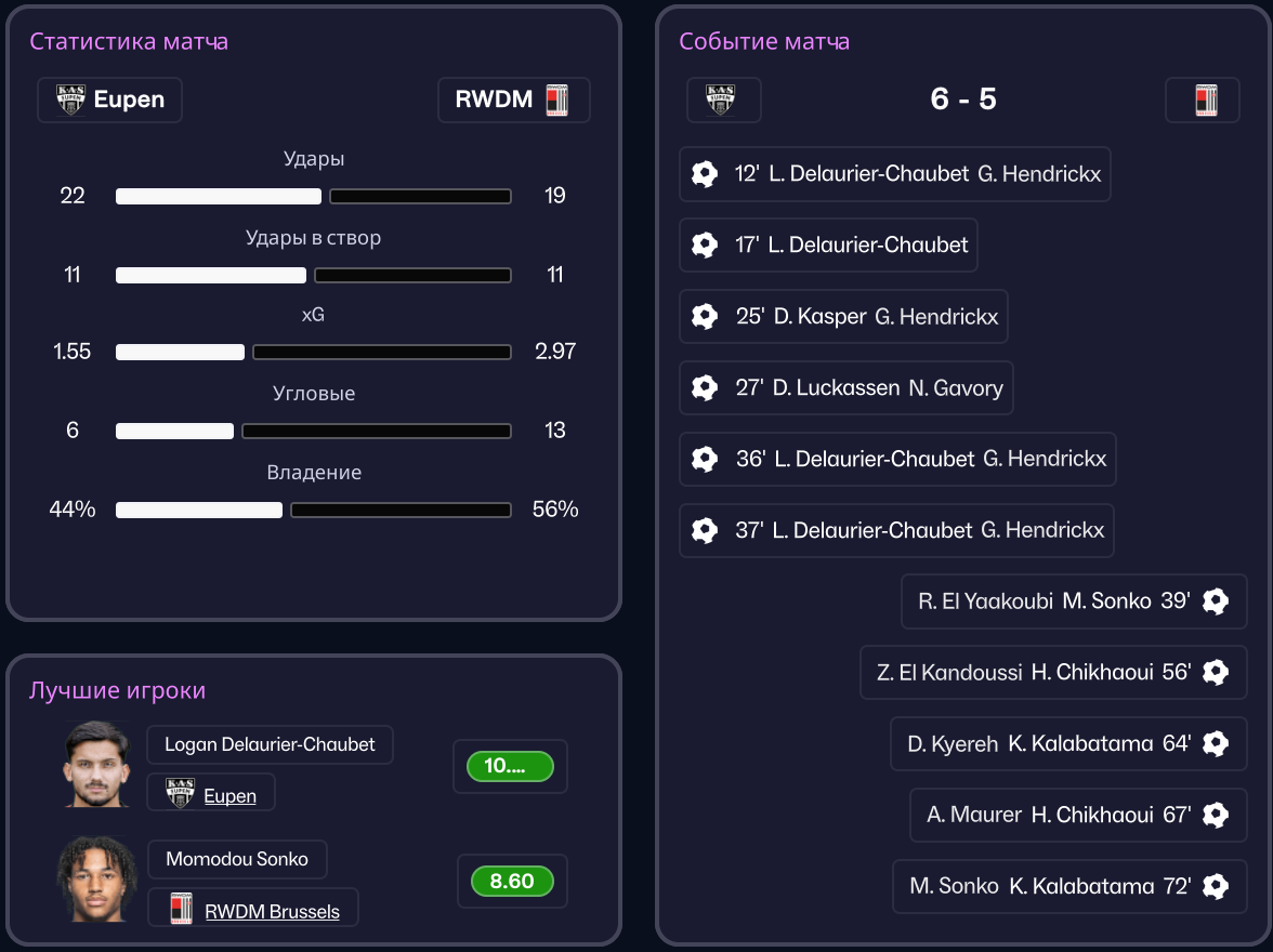 эйпен матч камбэк