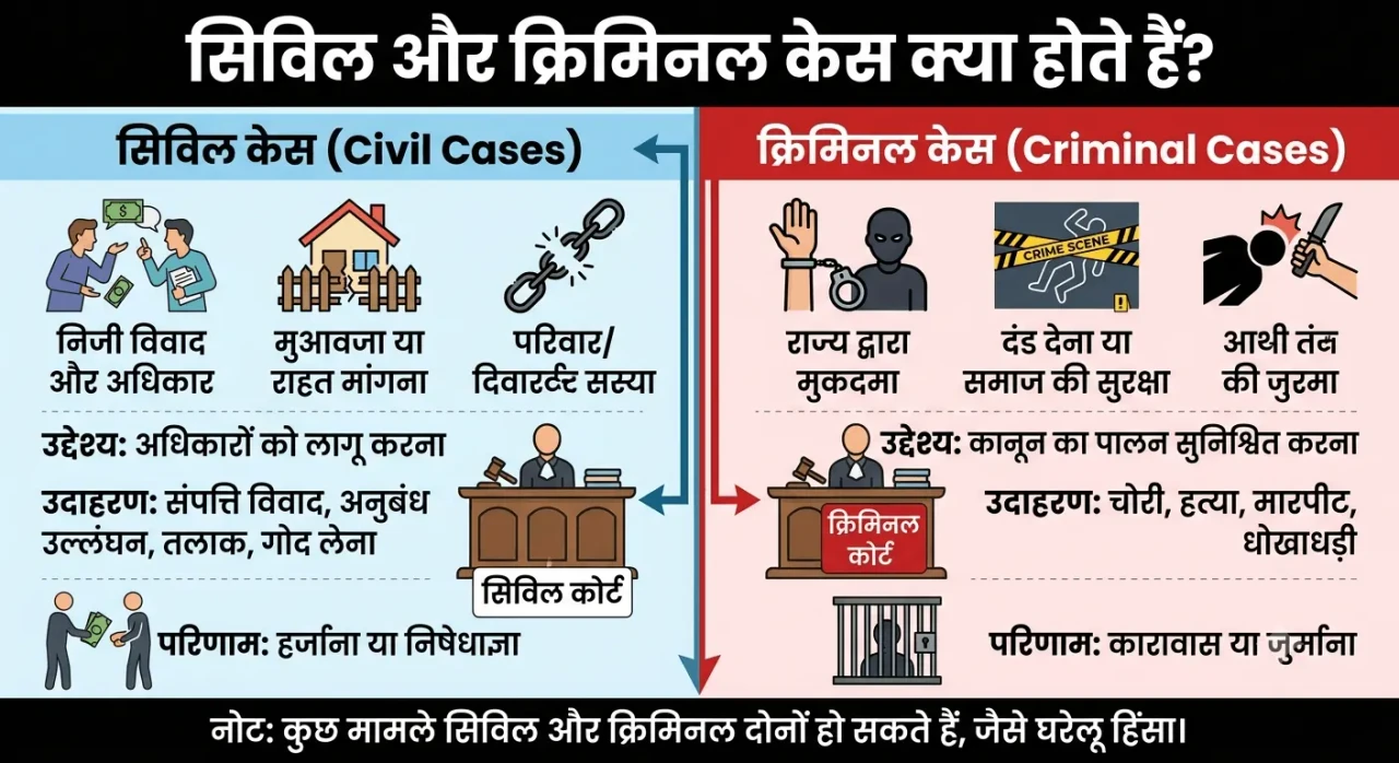 सिविल और क्रिमिनल केस क्या होते हैं? जानिए दोनों में अंतर