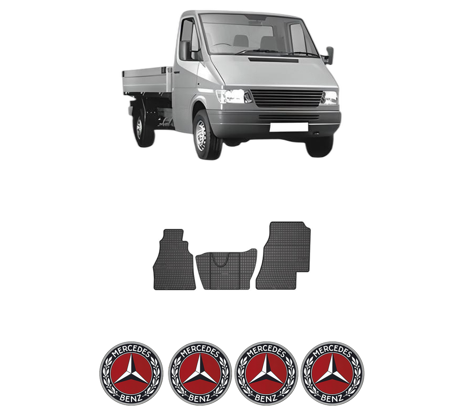 Set covorase presuri MERCEDES-BENZ SPRINTER | 901, 902, 903, 904, 905 din 2021, auto, din cauciuc thermoplastic, 4 Stickere auto cu MERCEDES-BENZ