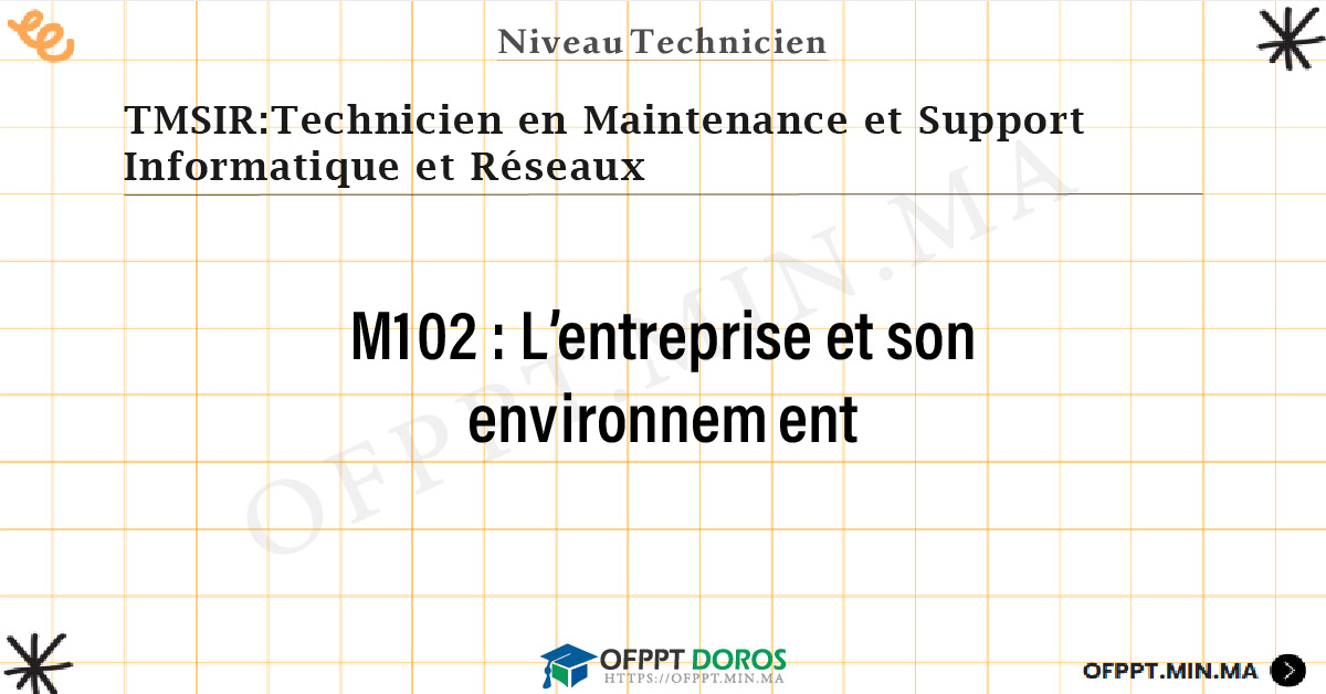 Sommaire détaillé du cours L’entreprise et son environnement M102 OFPPT - Structure du module