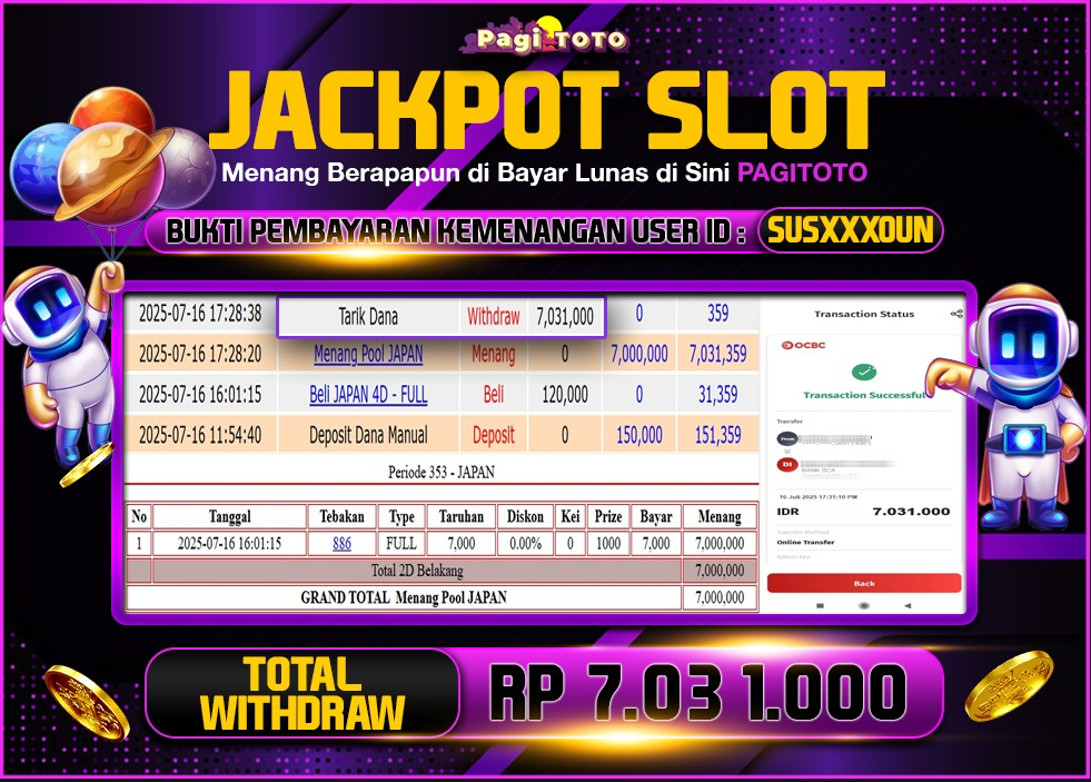 HAPPY JACKPOT MEMBER PAGITOTO TOGEL JAPAN Rp 7.031.000-, - LUNAS