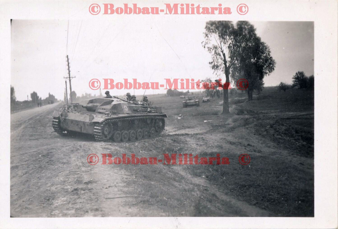 W457 Foto Russland 1942 STuG Sturmgeschütze nach Angriff vor KIEW SFL Panzer