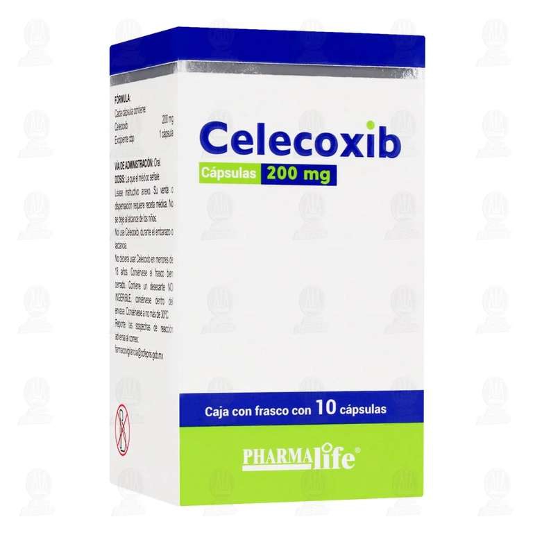 Farmacias Guadalajara: Celecoxib 200 miligramos, 10 Cápsulas Pharmalife
