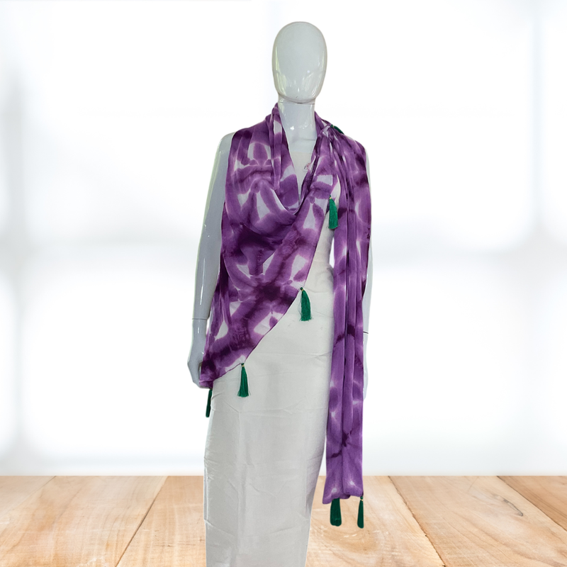 Purple Elegance Tie & Dye Chinon Dupatta