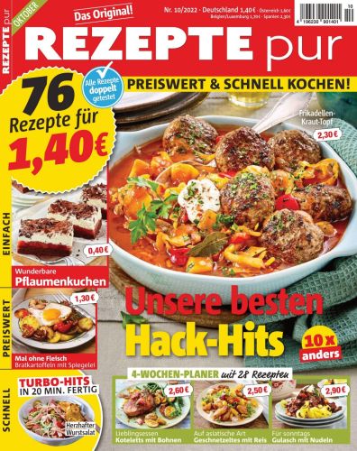 Cover: Rezepte pur Magazin No 10 Oktober 2022