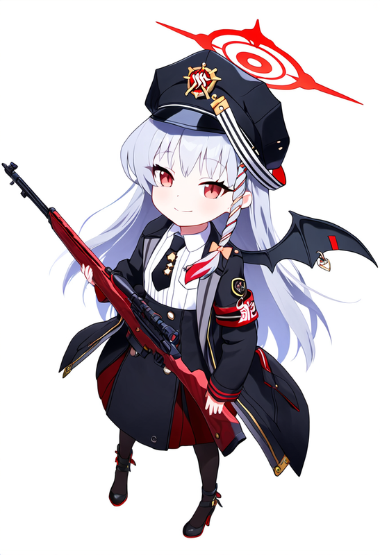 1 girl, healthyman, haruna (blue archive), aged down, {little child}, smile, red s-4218942608