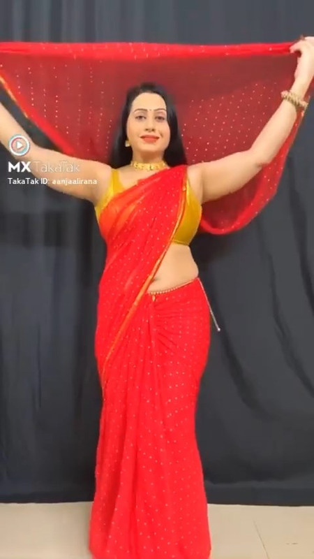anjali rana sexy navel and boobs in red saree.mp4_snapshot_00.00.355