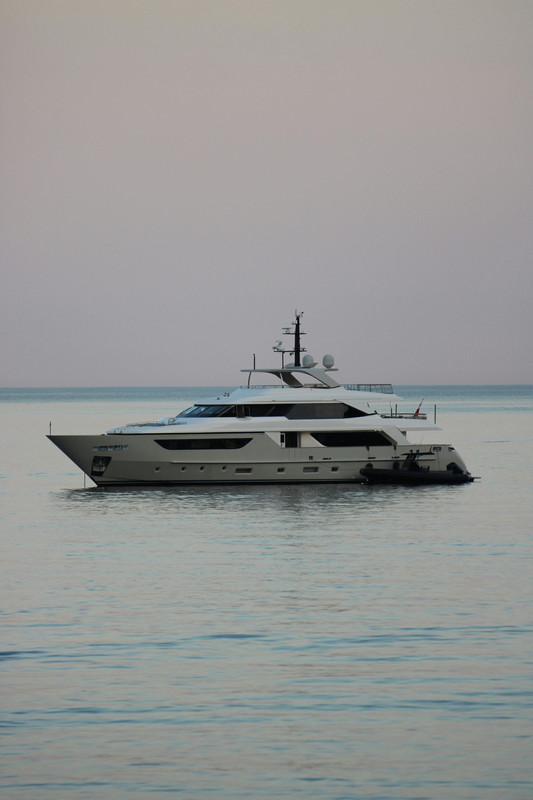 Luxury yacht on open water