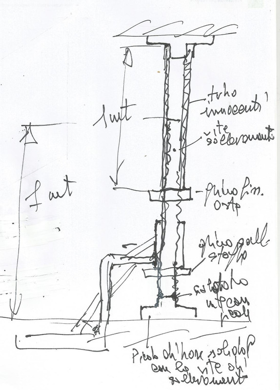 Disegno sollevatore fatto con pezzi di penteggio