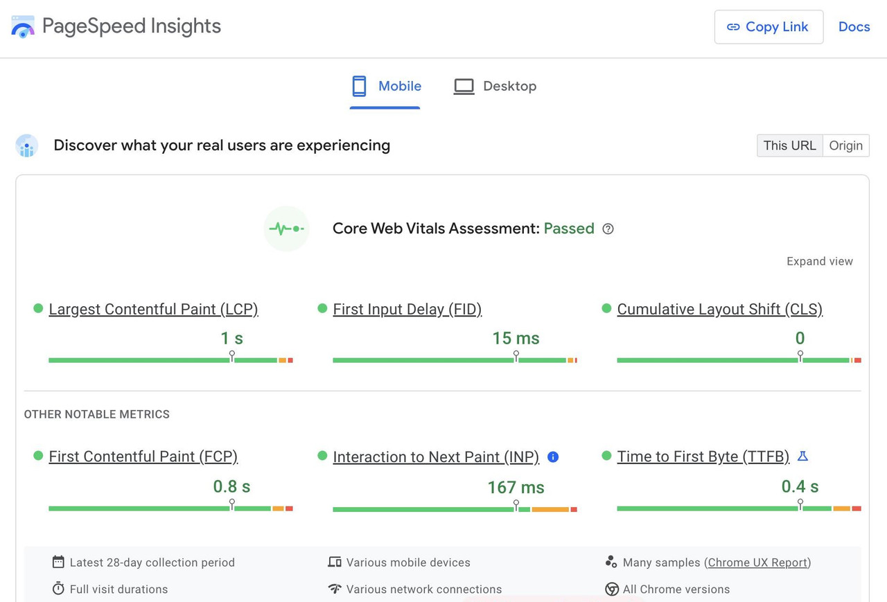 PageSpeed Score