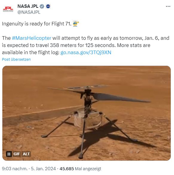 Ingenuity auf dem Mars, Flug 71