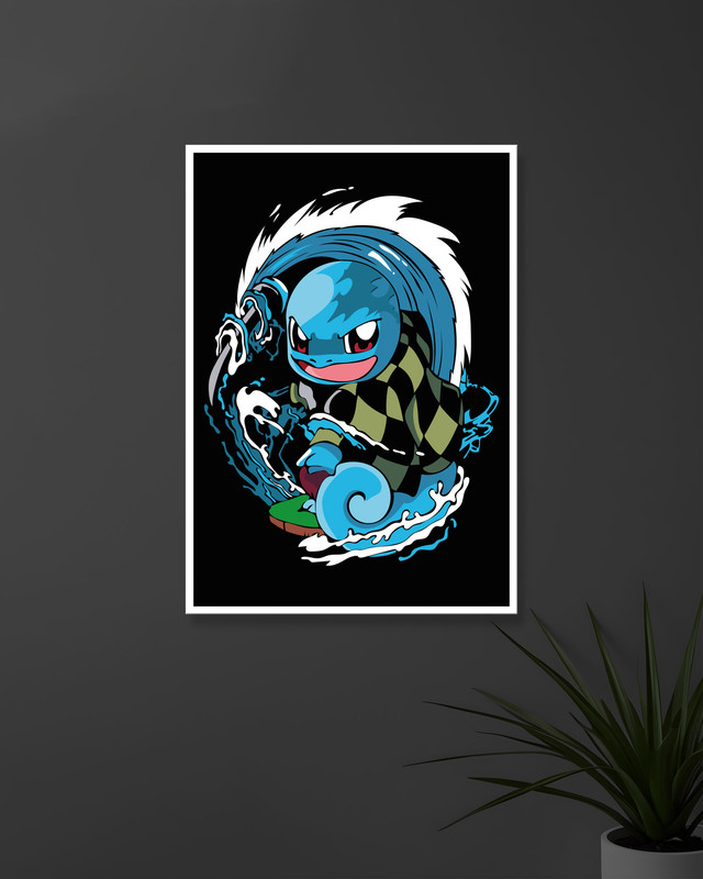 Demon Slayer x Pokemon | Tanjiro Squirtle | Anime Posters