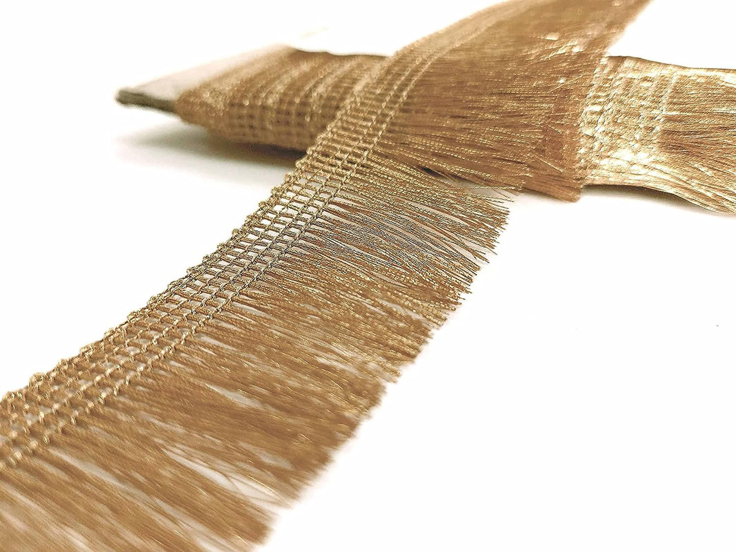 Zari Jhalar Fringe Border Lace Embellishment Crafts Lehenga Dupatta Decor 9 Yard - Picture 4 of 13