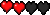 A small gif of four Minecraft hearts shaking and slowly draining.