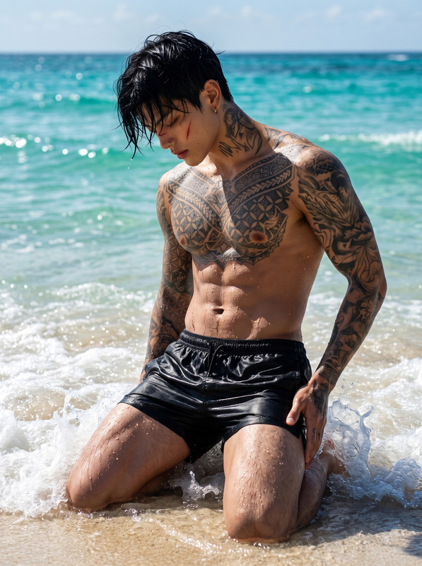 Man kneeling in ocean water 202607011720