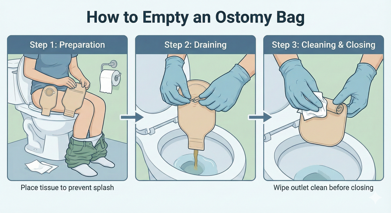 Videos zum Entleeren eines Stomabeutels