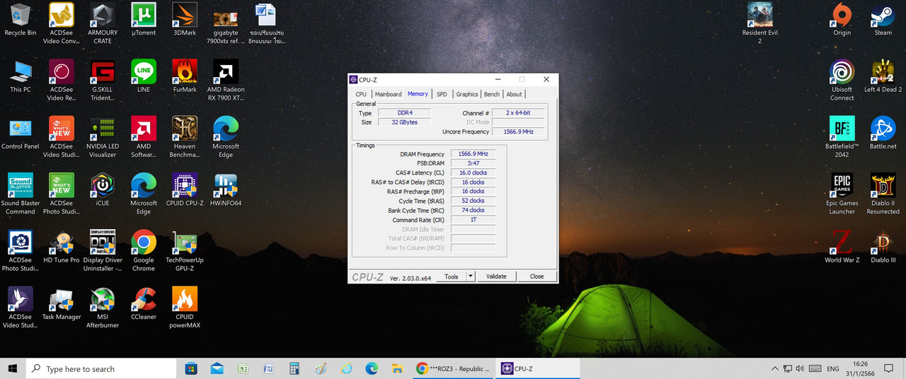 cpuz ryzen 3400g แรม 3133 mhz