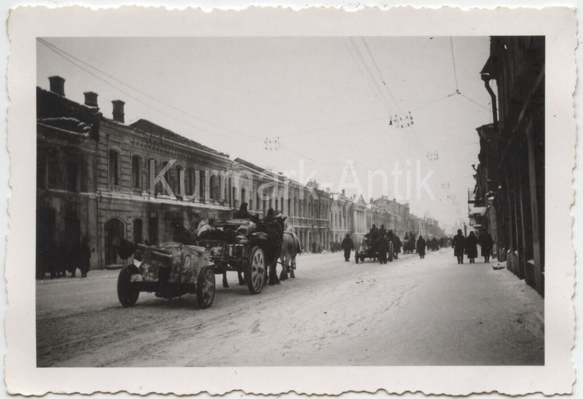 Foto Wehrmacht Russland Welisch Panzer Jäger PAK Kanone Pferde Tross