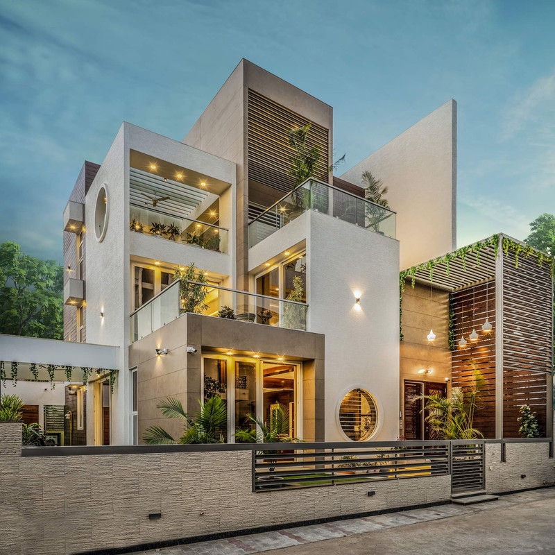 Outside (maybe a bit smaller than this though) (Stepped Cube House in Ahmedabad, India by Prashant P