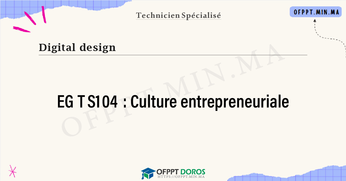 Sommaire détaillé du cours Culture entrepreneuriale EGTS104 OFPPT - Structure du module