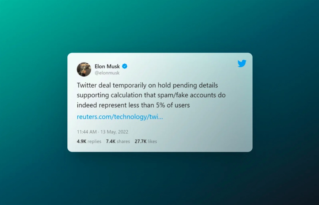 Elon Musk frena la compra de Twitter mientras calcula número de perfiles falsos