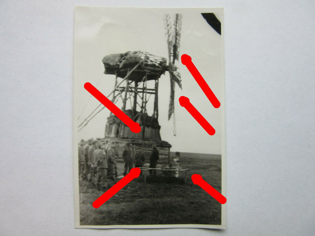 Foto Russland 251 Inf.Div Windmühle Gräber Windmill Windrad Mill heldenfriedhof.