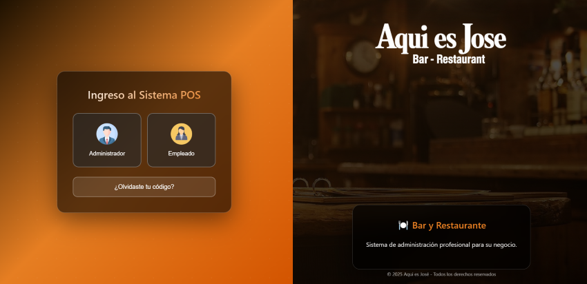 Login como admin o empleado y turno — WirchiLive TPV