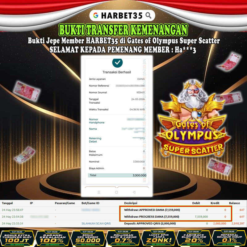 HARBET35 JEPE! Di Gates Of Olympus Super Scatter Rp 7.559.000,- LUNAS!