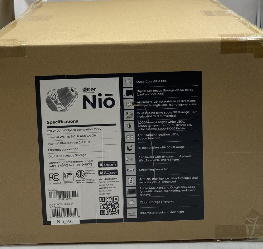 IDTER NIO1 ARTIFICIAL INTELLIGENCE PROTECTION SECURITY CAMERA W/ LED LIGHTING IDTER NIO1 ARTIFICIAL INTELLIGENCE PROTECTION SECURITY CAMERA W/ LED LIGHTING