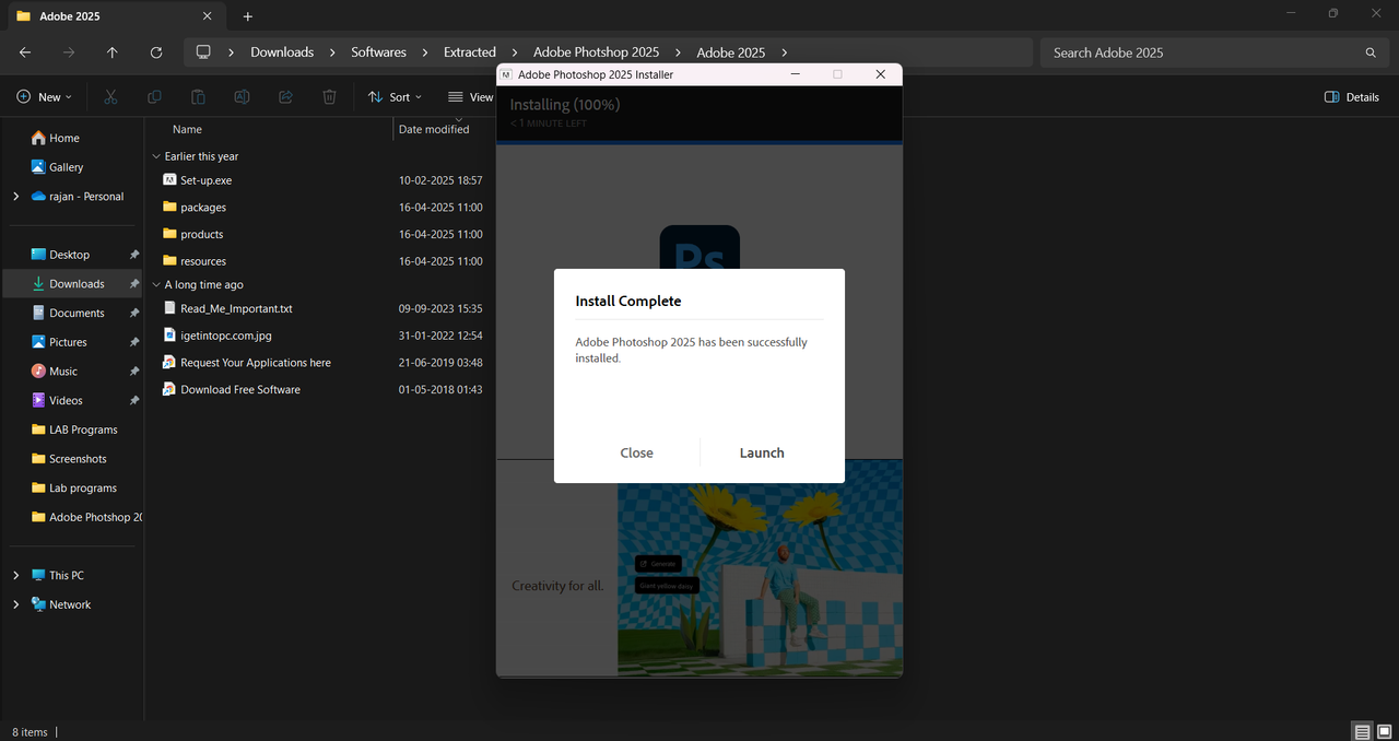 Installation wizard screenshot